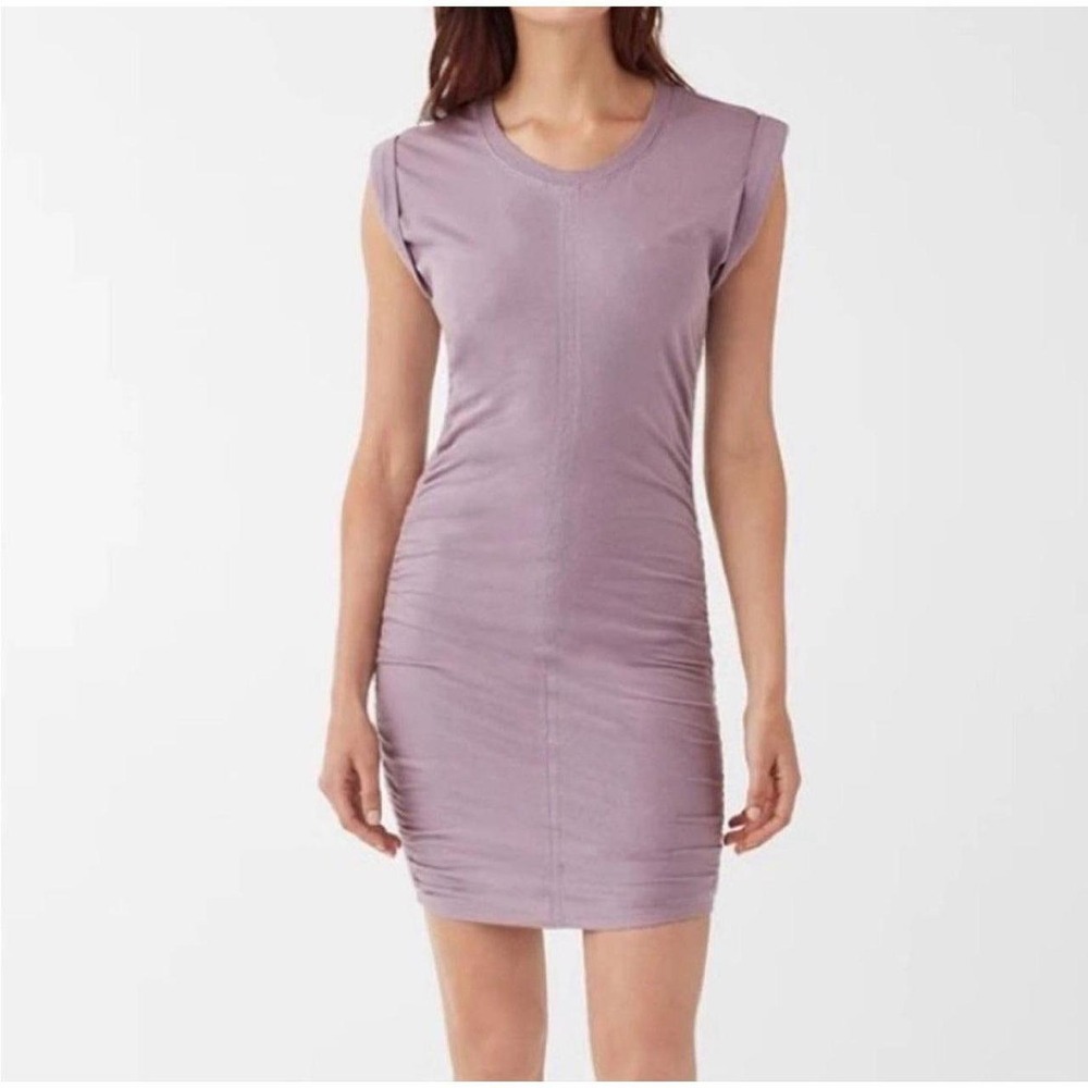 Splendid Antique Fig Ruched Cotton Dress XSmall Soft Stretch Bodycon Mini